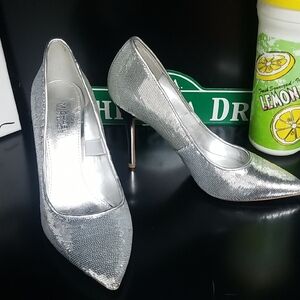 Michael Kors Shimmering Sequin Silver Heels